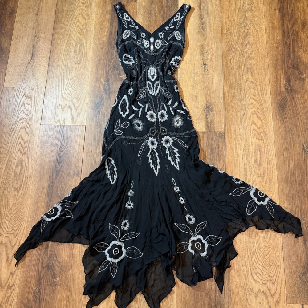 Vintage Y2K 100% Silk Beaded Dress Vintage Beaded Dress Sue Wong Dress Fairy - Picture 3 of 17